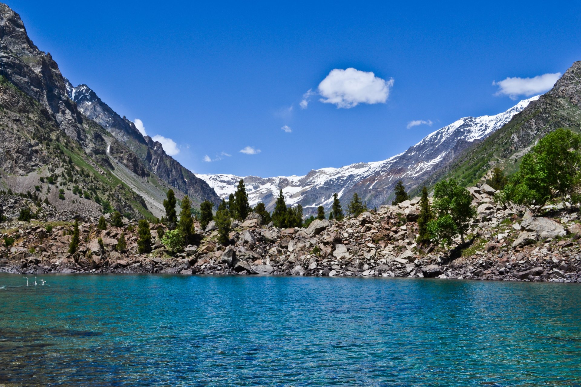 Turquoise Satrangi Lakes surrounded by pine forest in Naltar Valley, Gilgit-Baltistan